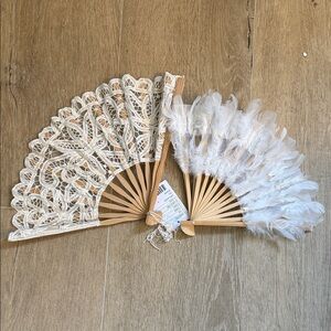 Elegant Lace and Feather Hand Fan